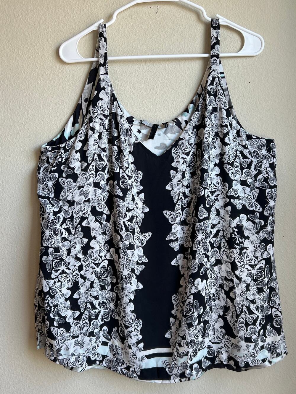 White House Black Market Reversible Butterfly Camisole Tank Top Mint Gray XL